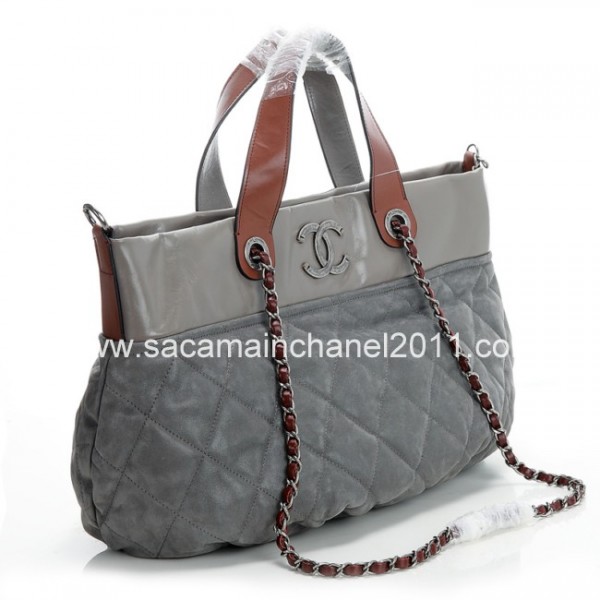 Chanel A49683 Y06829 C2107 Borse Iridescente Grande Shopping Gri