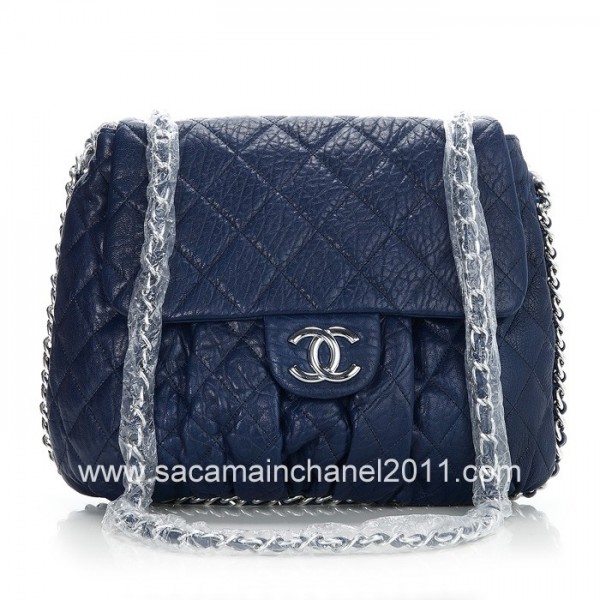 Chanel A49889 Navy Blue Classic Borse Messenger Grande Vitello