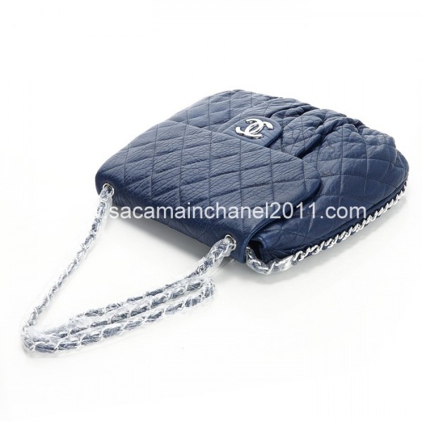 Chanel A49889 Navy Blue Classic Borse Messenger Grande Vitello