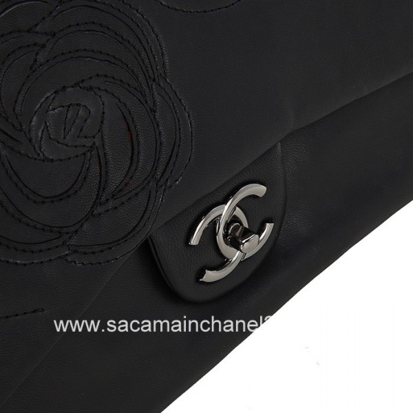 Chanel A50005 Ricamata A Mano Camelie Borse Pelle Di Agnello Ner