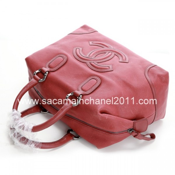 Chanel A50283 Rosso Lavato Borse Bowling In Pelle Di Vitello