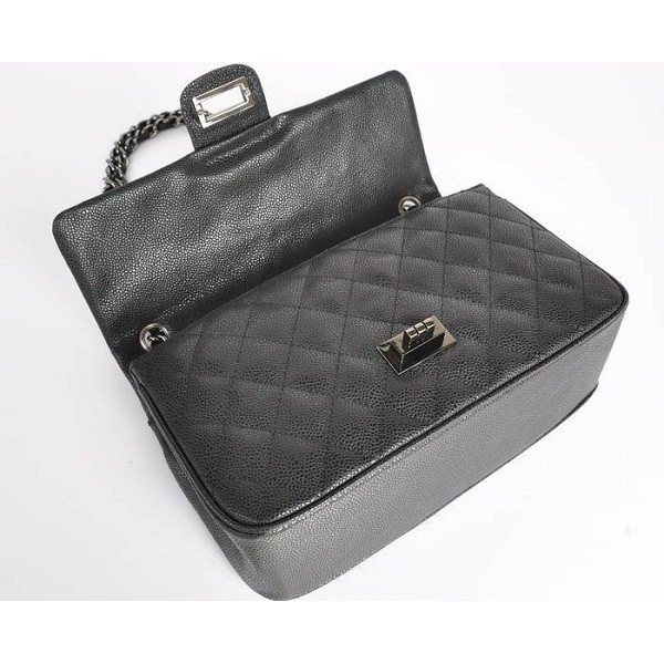 Chanel A65071 Flap Borse In Pelle Di Vitello Nero Con Gun Colore