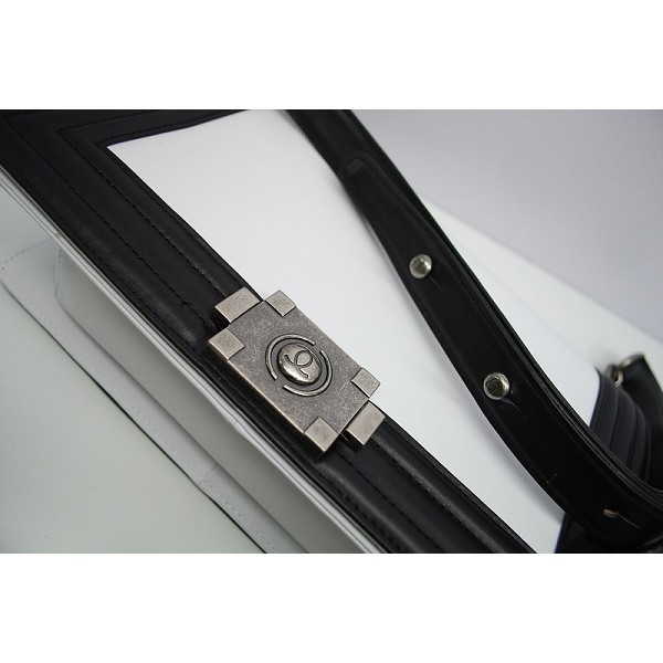 Chanel A66711 Boy Bianco & Nero Borse Flap In Pelle Di Vitello D