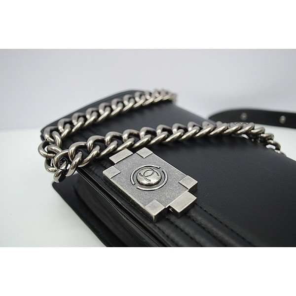 Chanel A66713 Flap Borse Boy Vitello Nero Con Vintage Argento Hw