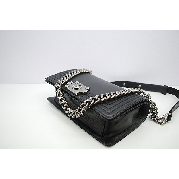 Chanel A66713 Flap Borse Boy Vitello Nero Con Vintage Argento Hw