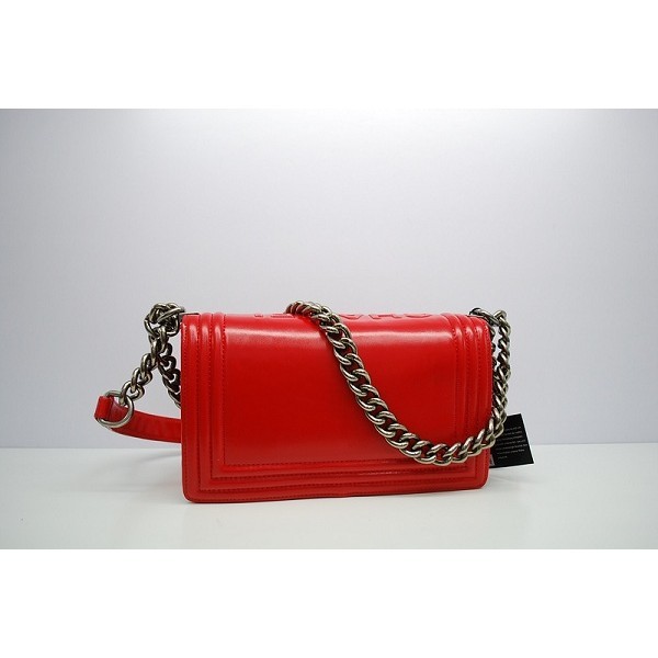 Chanel A66713 Flap Borse In Pelle Di Vitello Ragazzo Rosso Con S