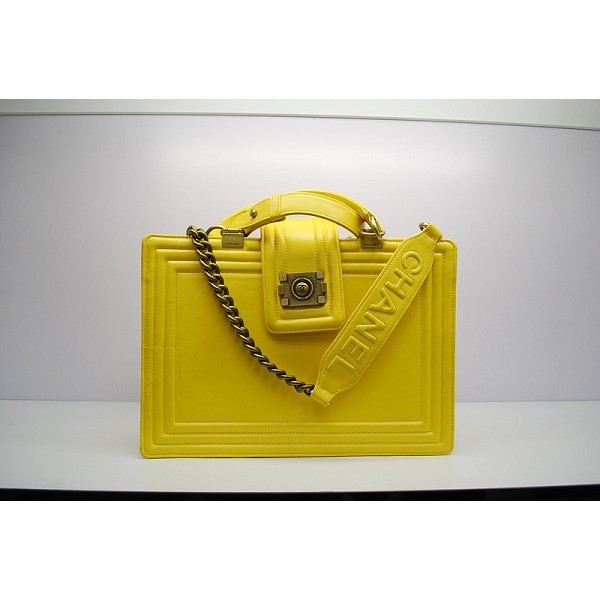 Chanel A66714 Borse Boy Vitello Giallo Limone Grande