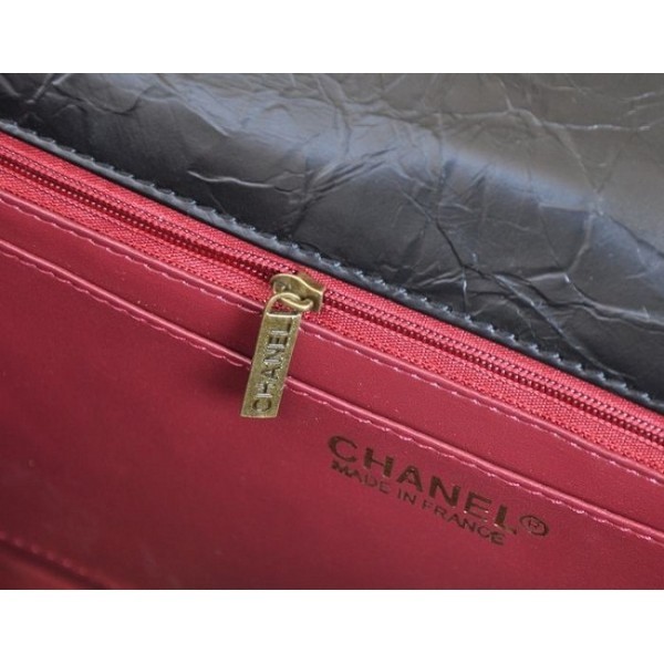 Chanel A66816 Flap Bag In Pelle Di Vitello Nera Cracking Ghiacci