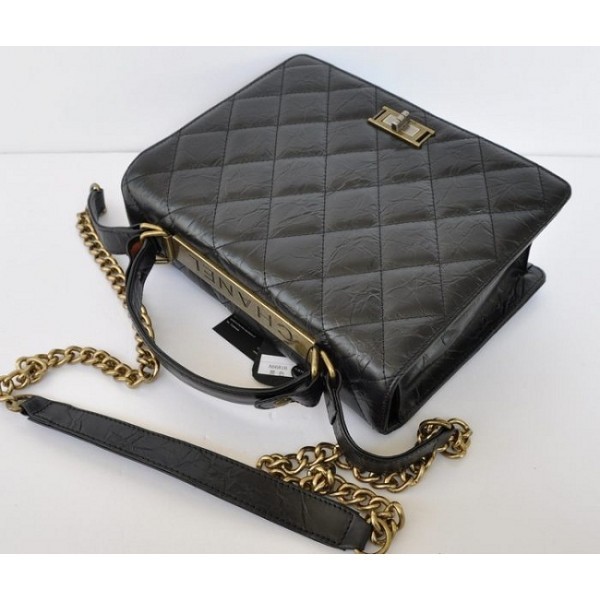 Chanel A66816 Flap Bag In Pelle Di Vitello Nera Cracking Ghiacci