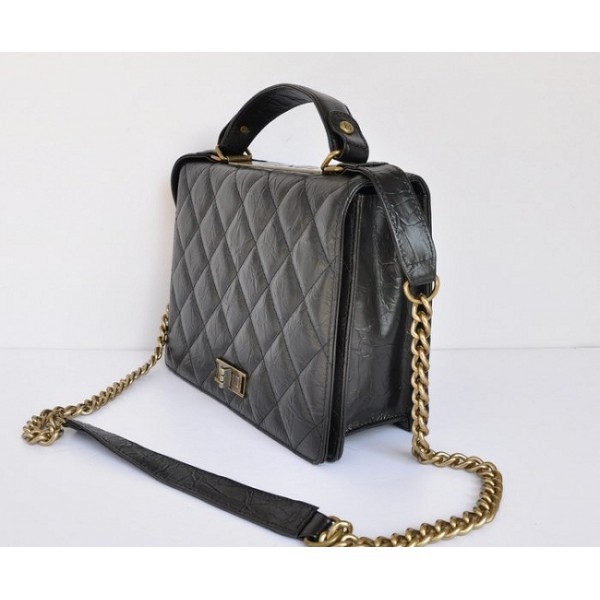 Chanel A66816 Flap Bag In Pelle Di Vitello Nera Cracking Ghiacci