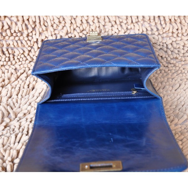 Chanel A66816 Flap Borse In Blu Petrolio Pelle Di Cera