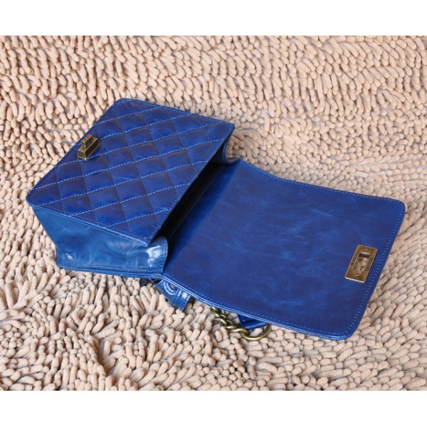 Chanel A66816 Flap Borse In Blu Petrolio Pelle Di Cera