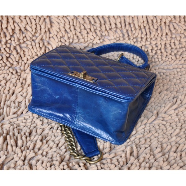 Chanel A66816 Flap Borse In Blu Petrolio Pelle Di Cera