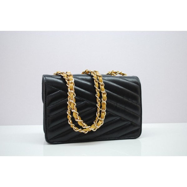 Chanel A66838 Flap Borse Con Ghw Black Mini Agnello