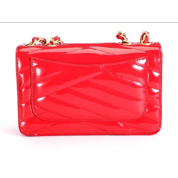 Chanel A66838 Flap Borse In Pelle Verniciata Rossa Con Ghw