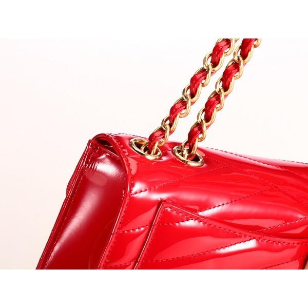 Chanel A66838 Flap Borse In Pelle Verniciata Rossa Con Ghw