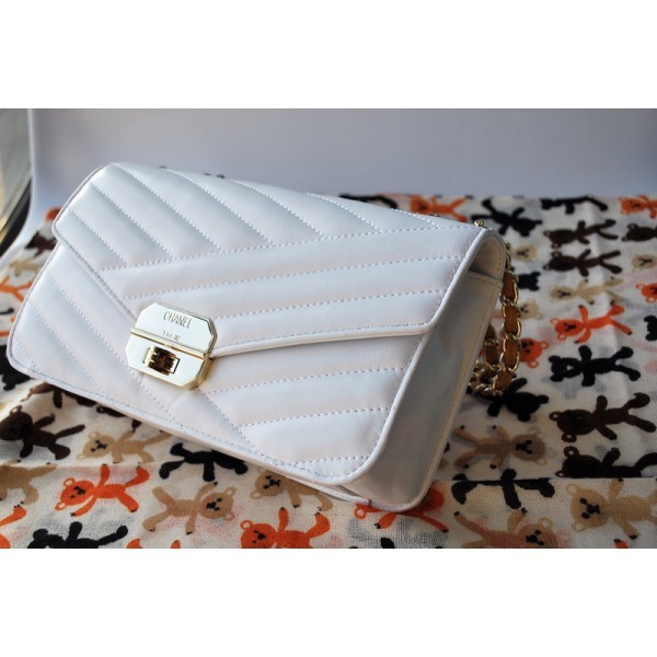 Chanel A66839 Bianco Flap Borse Pelle Di Agnello Con Mini Mademo