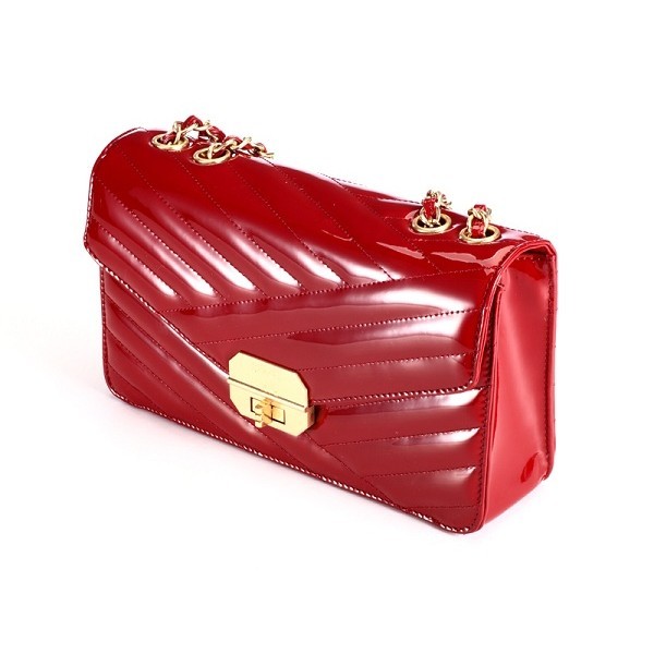 Chanel A66839 Borse Maroon Patent Flap In Pelle