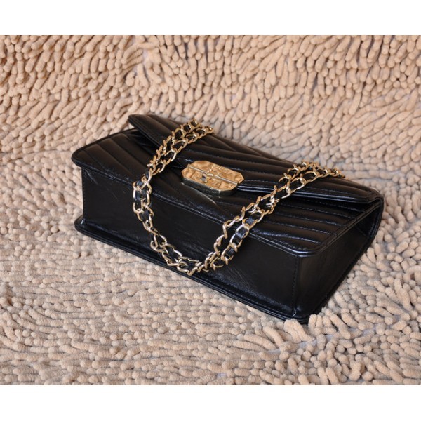 Chanel A66839 Patta In Pelle Di Agnello Borsa Nera Con Fibbia &q