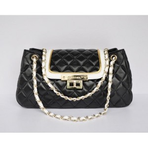 Chanel A66914 Agnello Nero Con Fisarmonica Mademoiselle