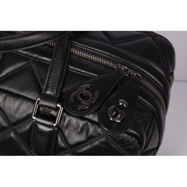 Chanel A68011 Nero In Pelle Di Vitello Bowling Borse Grande