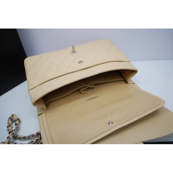 Chanel Caviar Leather Flap Bag 36097 Jumbo Beige Con Shw