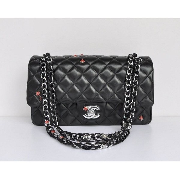 Chanel Coccinella A01112 Borse Impreziosito Flap In Black Lamb