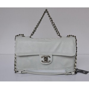 Chanel Grigio Verde Vene Lizard Leather Flap Borse