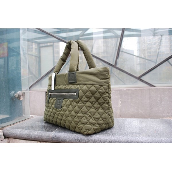 Chanel Quilted A48611 Army Green Nylon Borse Coco Cocoon