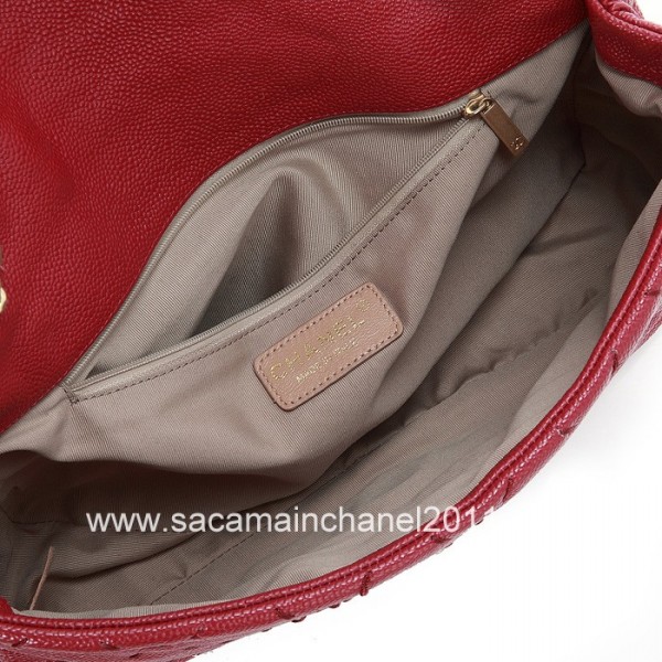 Chanel Quilted Flap Borse Rosso 2012 Di Vitello Con Oro Hw