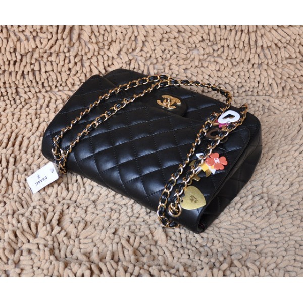 Chanel San Valentino Flap Borse Serie Agnello Nero Con Ghw