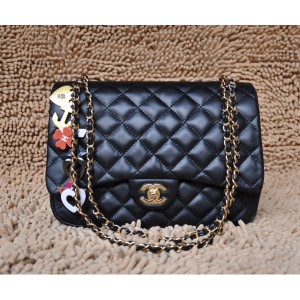 Chanel San Valentino Flap Borse Serie Agnello Nero Con Ghw