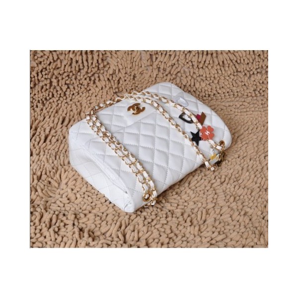 Chanel San Valentino Flap Borse Serie Agnello Bianco Con Ghw