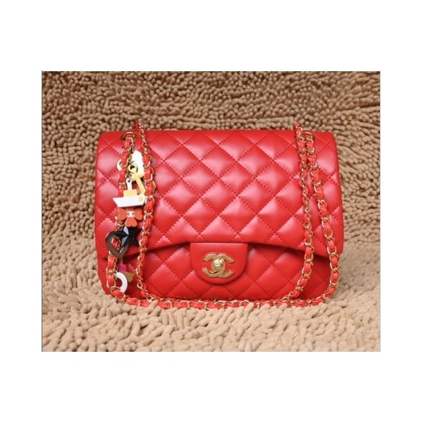 Chanel San Valentino Flap Borse Serie Red Agnello Con Oro Hw