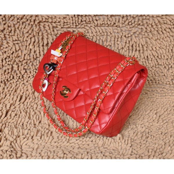 Chanel San Valentino Flap Borse Serie Red Agnello Con Oro Hw