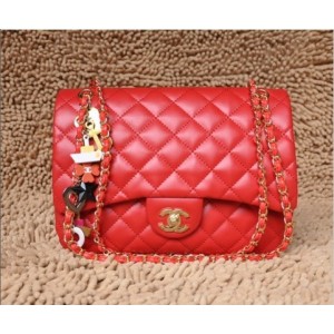 Chanel San Valentino Flap Borse Serie Red Agnello Con Oro Hw