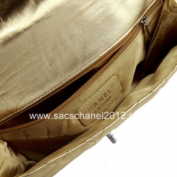 Chanel Borsa In Pelle Di Agnello Con Patta 2012 Silver Gold Lion