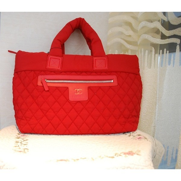 Chanel Borse A48611 Trapuntato In Nylon Rosso