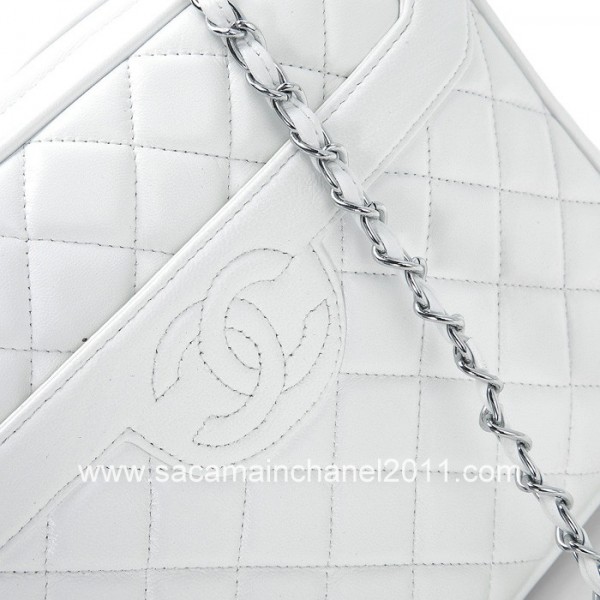Chanel Borse In Pelle Di Agnello 2012 Bianco Con Fiocco