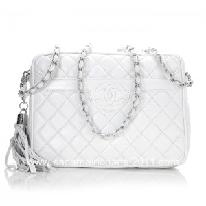 Chanel Borse In Pelle Di Agnello 2012 Bianco Con Fiocco