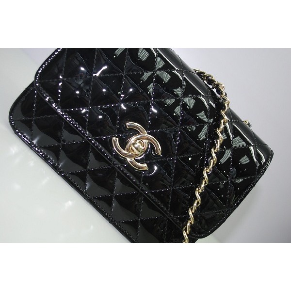 Chanel Ultimi 2012 Nero Vernice Flap Borse In Pelle Con Ghw Mini