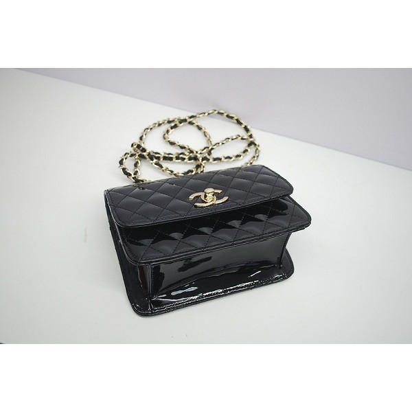 Chanel Ultimi 2012 Nero Vernice Flap Borse In Pelle Con Ghw Mini