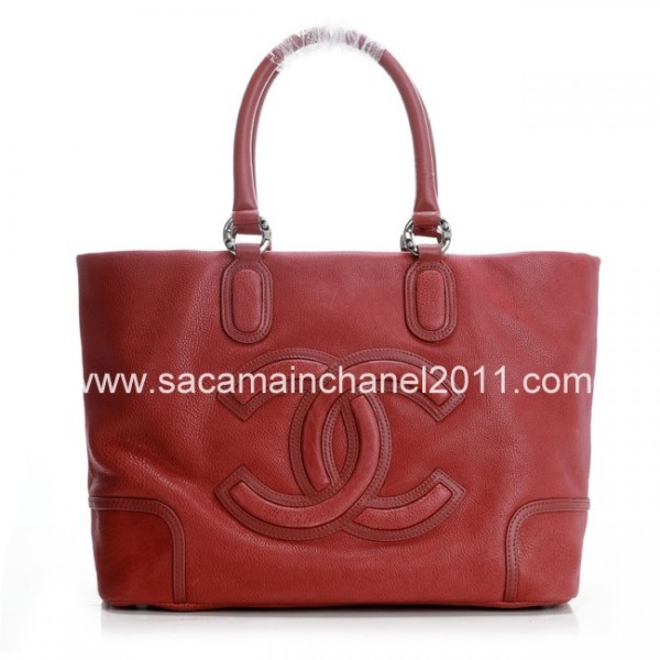 In Pelle Di Vitello Rosso Borse Chanel 2012 Bowling Con Silver H