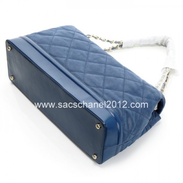 Navy Blue Chanel 2012 In Pelle Di Vitello Iridescente Con Ghw Ve