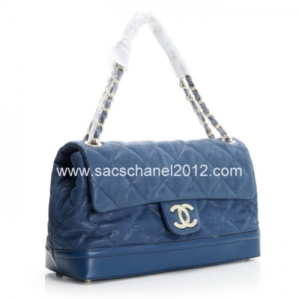 Navy Blue Chanel 2012 In Pelle Di Vitello Iridescente Con Ghw Ve