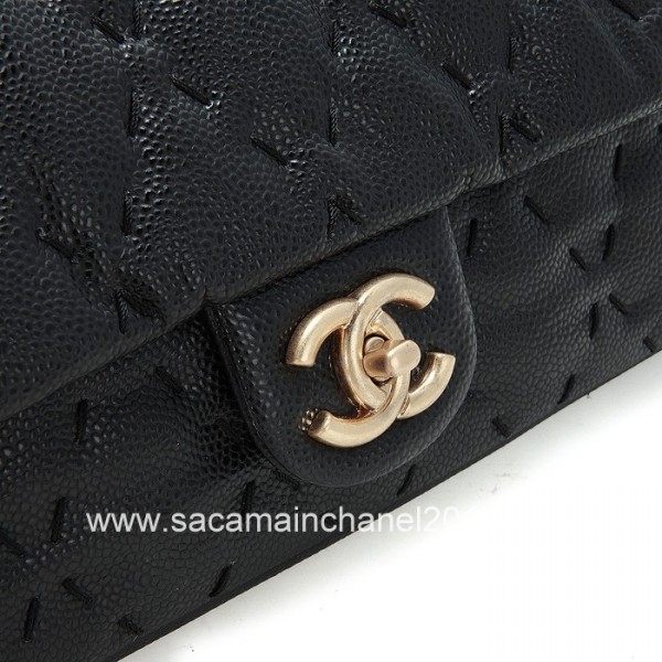 Nero Chanel Borse Flap Quilted 2012 Vitello Con Finitura Oro