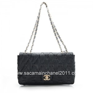 Nero Chanel Borse Flap Quilted 2012 Vitello Con Finitura Oro