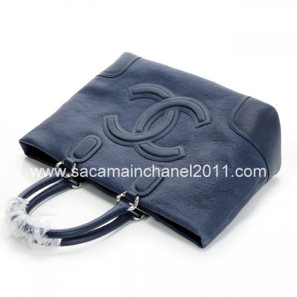 Pelle Di Vitello Blu Chanel 2012 Borse Bowling Con Silver Hw Vec