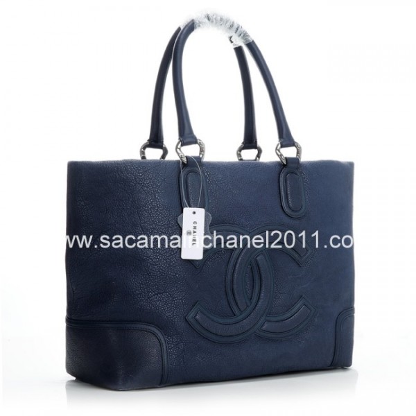 Pelle Di Vitello Blu Chanel 2012 Borse Bowling Con Silver Hw Vec