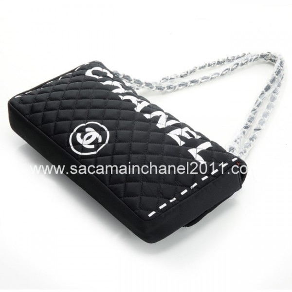 Quilted Borse Chanel Classico Colore Nero Con Firma Bianco Chane